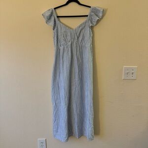 NEW | TIME & TRU | SUNDRESS FLUTTER SLEEVE | BLUE/WHITE STRIPED | MEDIUM